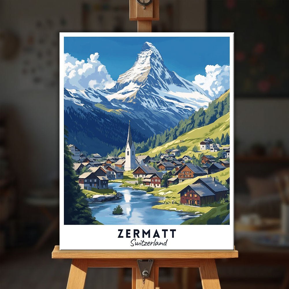 Zermatt - Travel Poster paint by numbers kit