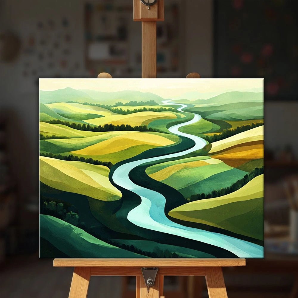 River Through Rolling Hills paint by numbers kit