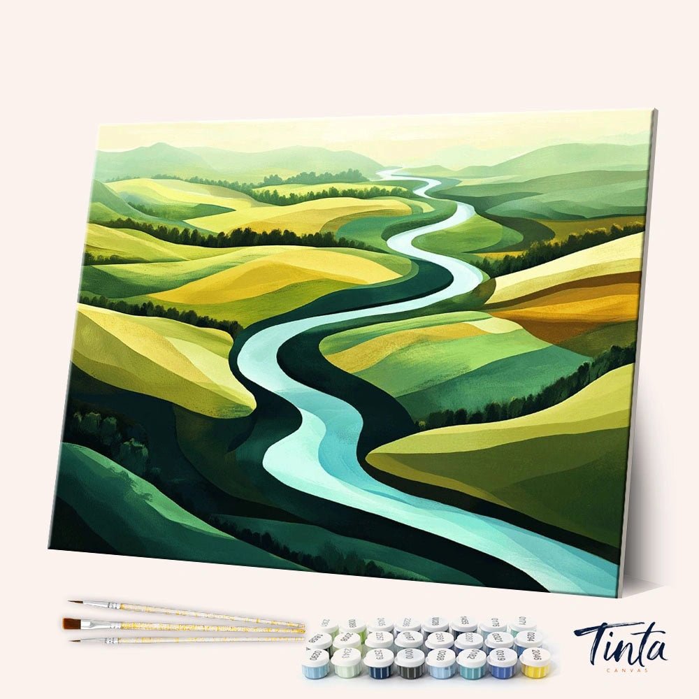 River Through Rolling Hills paint by numbers kit