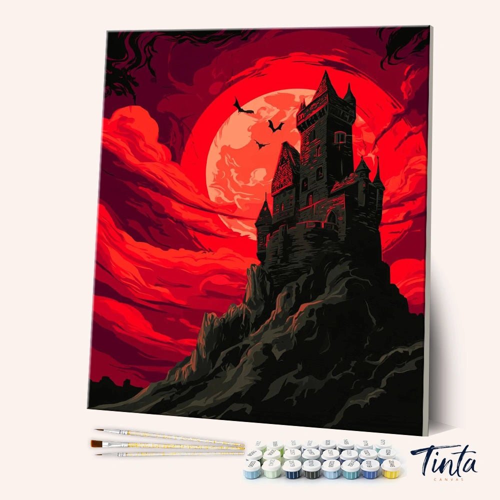 Castle Under Red Moon paint by numbers kit