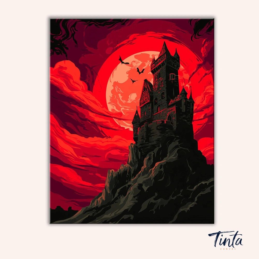 Castle Under Red Moon paint by numbers kit