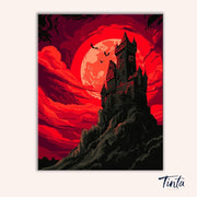Castle Under Red Moon paint by numbers kit