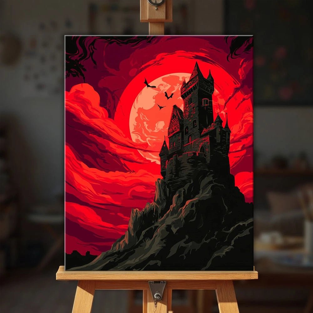 Castle Under Red Moon paint by numbers kit
