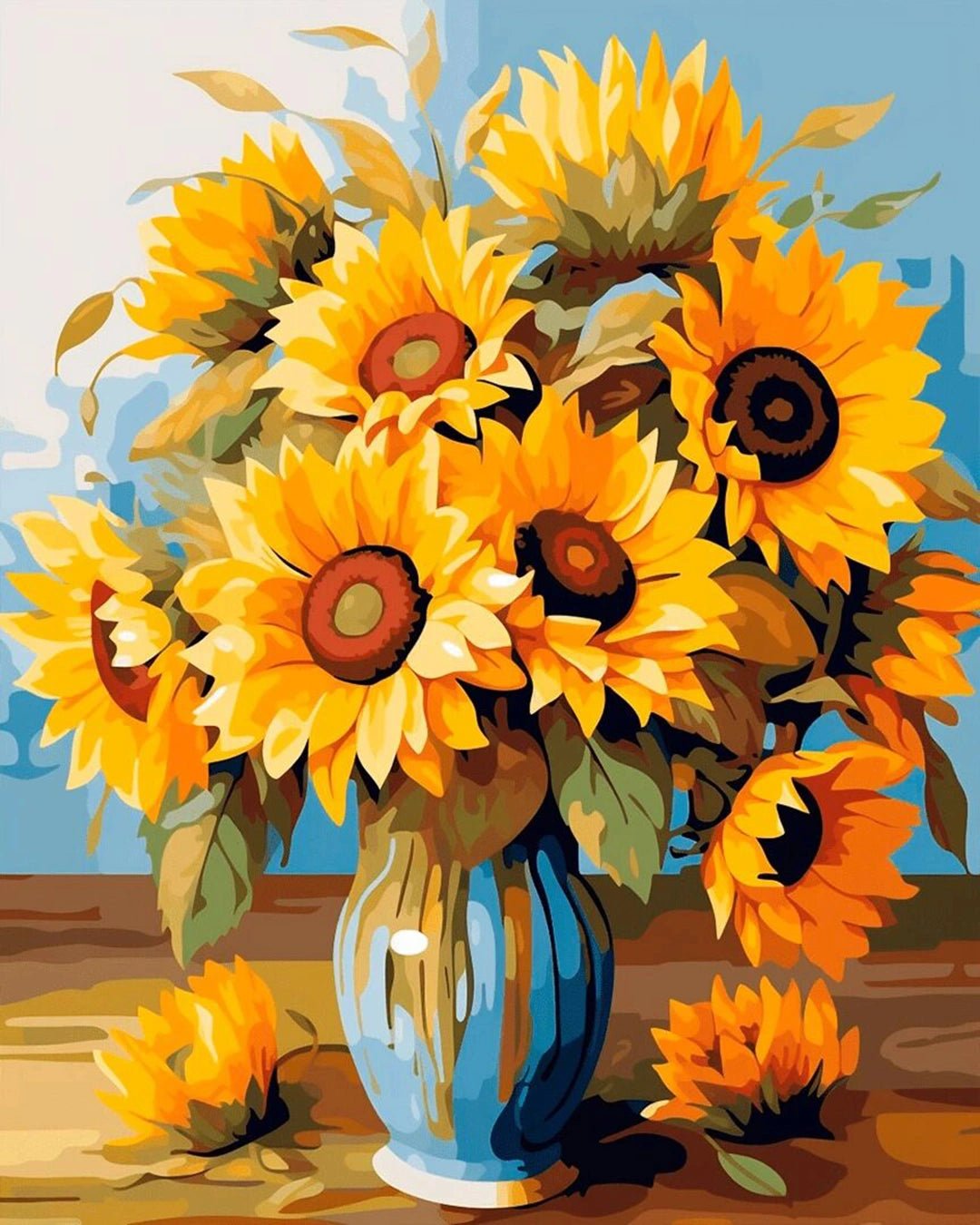 Sunflowers in Blue Vase paint by numbers kit