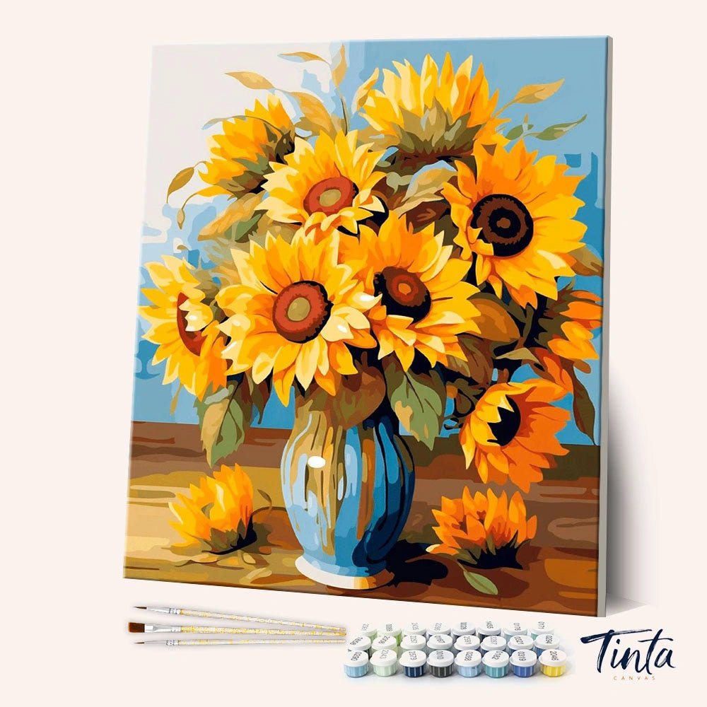 Sunflowers in Blue Vase paint by numbers kit