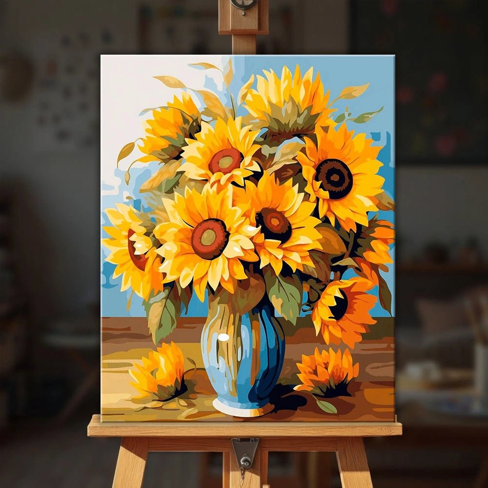 Sunflowers in Blue Vase paint by numbers kit