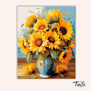 Sunflowers in Blue Vase paint by numbers kit