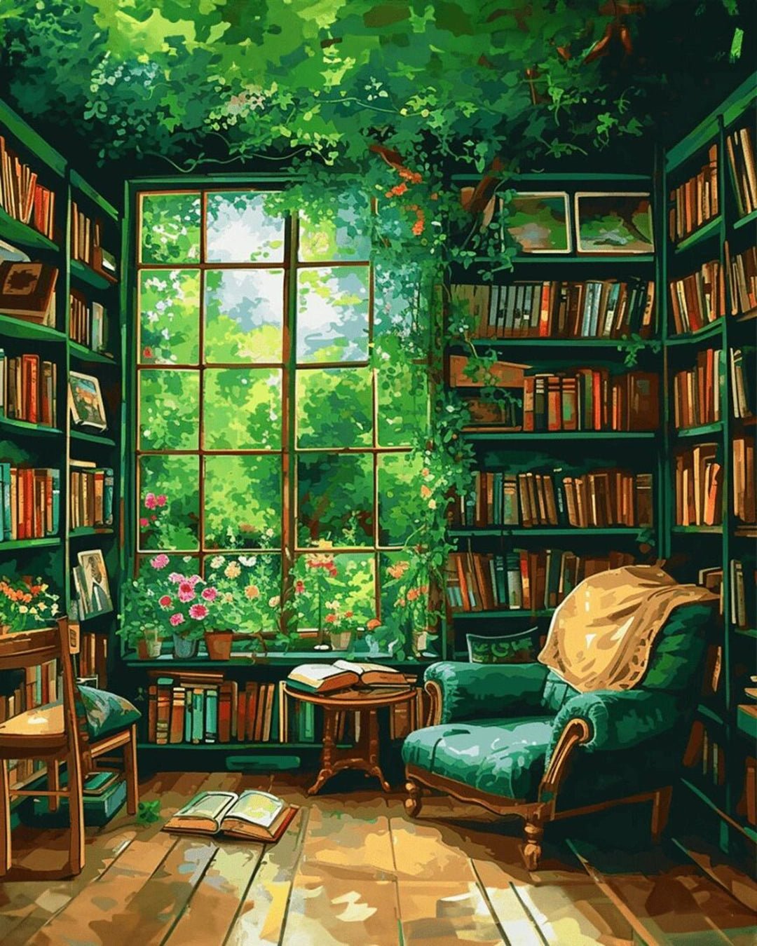 Verdant Book Nook paint by numbers kit