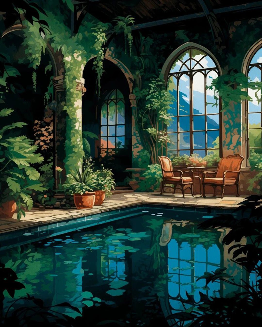 Verdant Indoor Pool paint by numbers kit