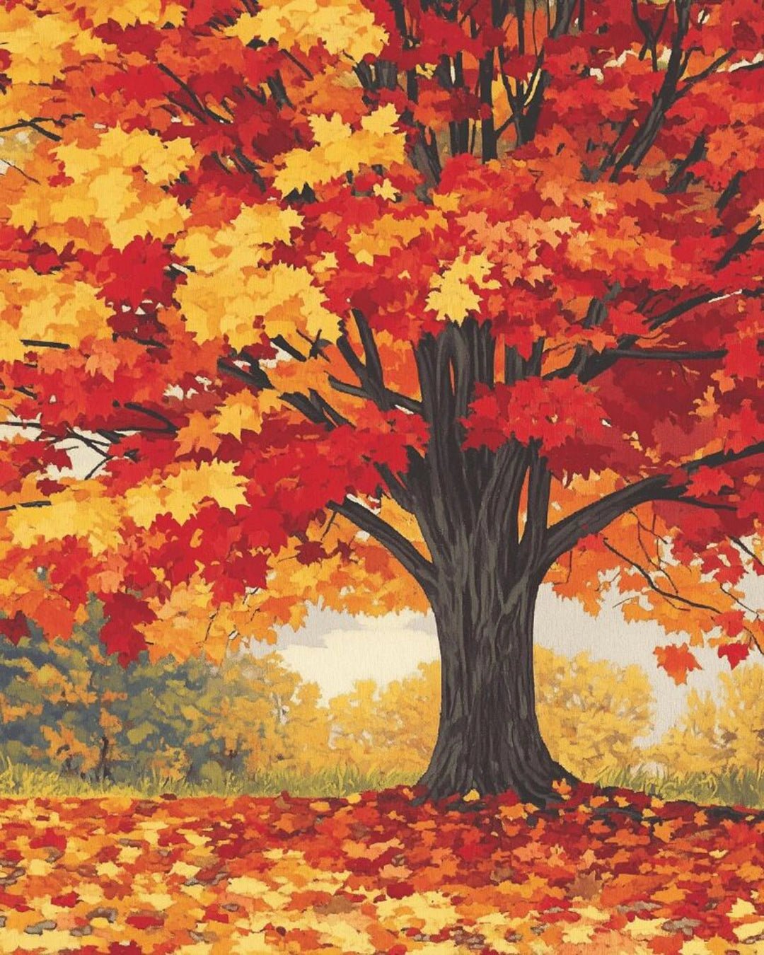 Autumn Maple Stillness paint by numbers kit