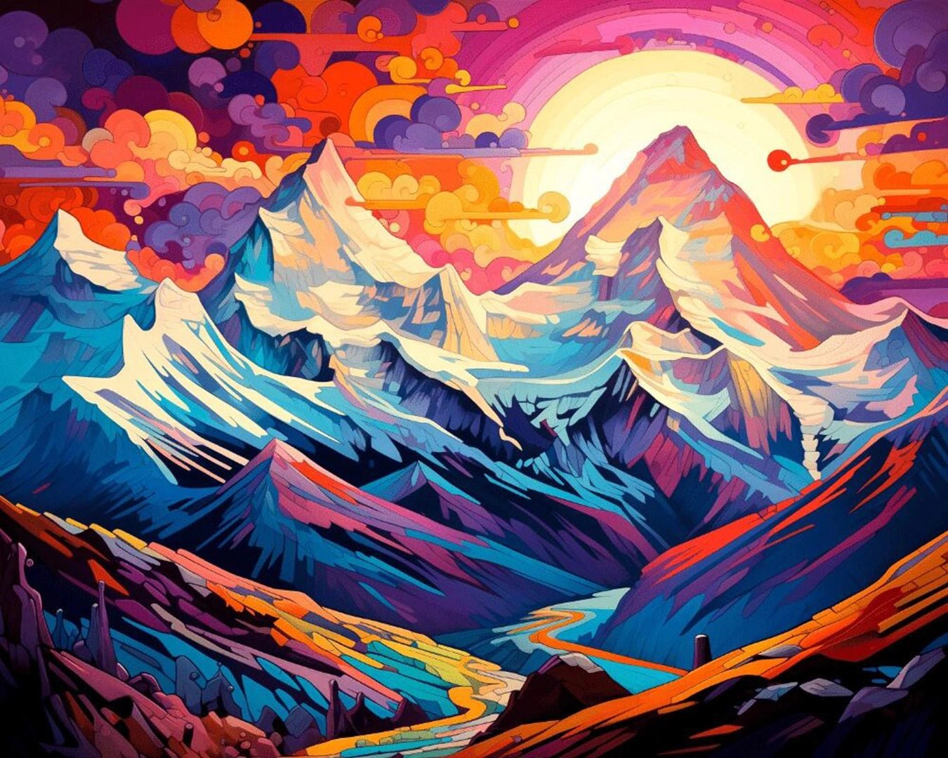 Radiant Mountain Valley paint by numbers kit