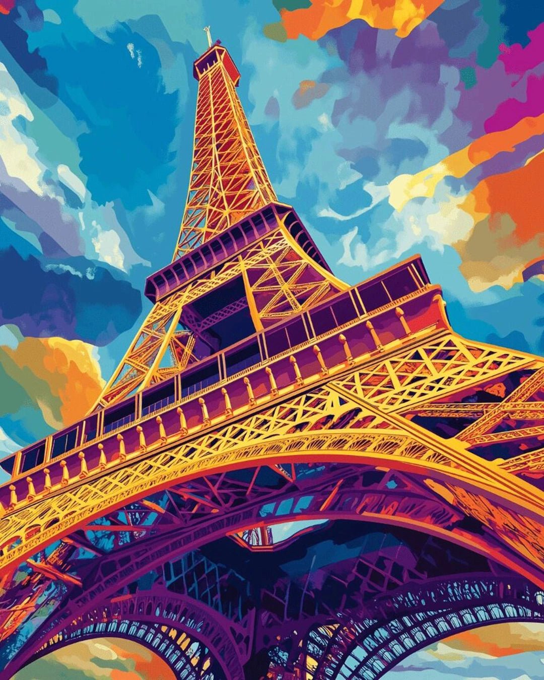Radiant Eiffel Tower paint by numbers kit
