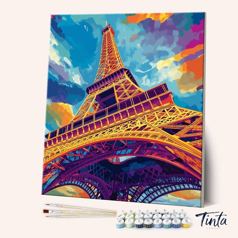 Radiant Eiffel Tower paint by numbers kit