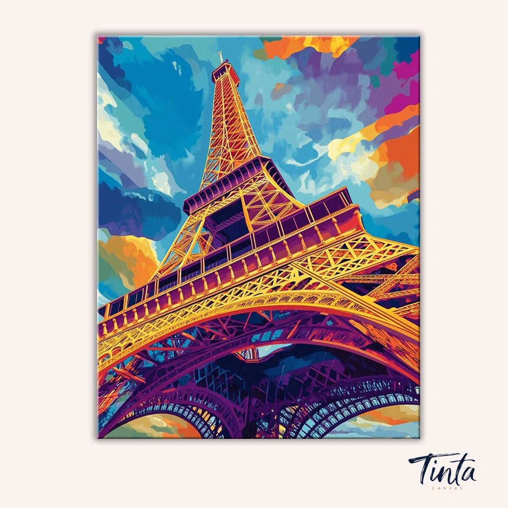 Radiant Eiffel Tower paint by numbers kit