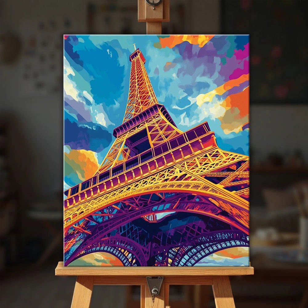 Radiant Eiffel Tower paint by numbers kit