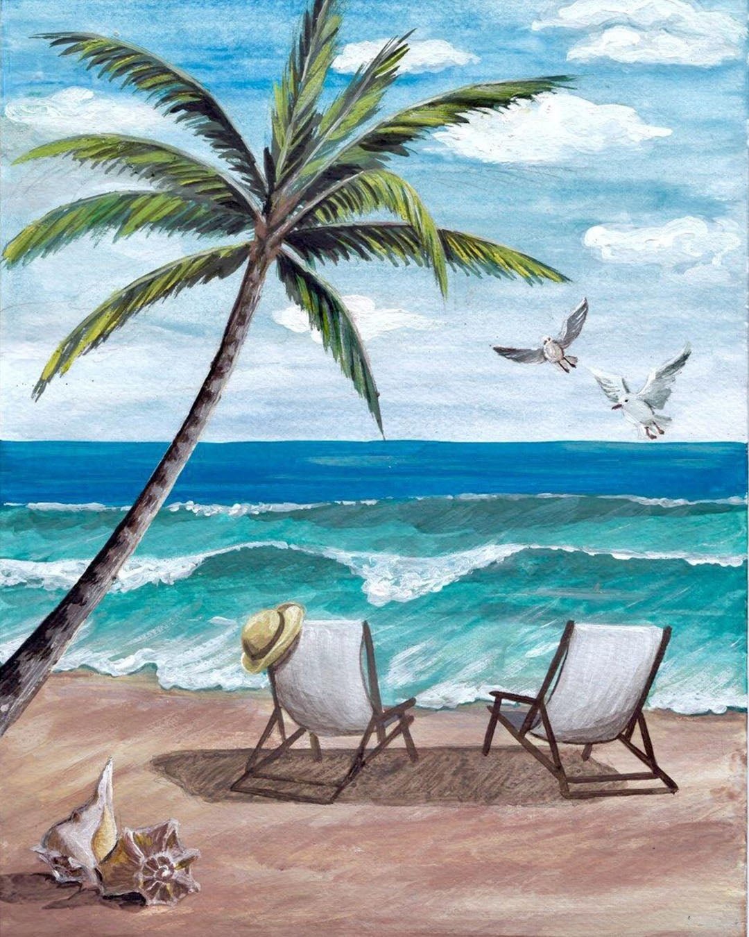 White Sand Sunlounger paint by numbers kit