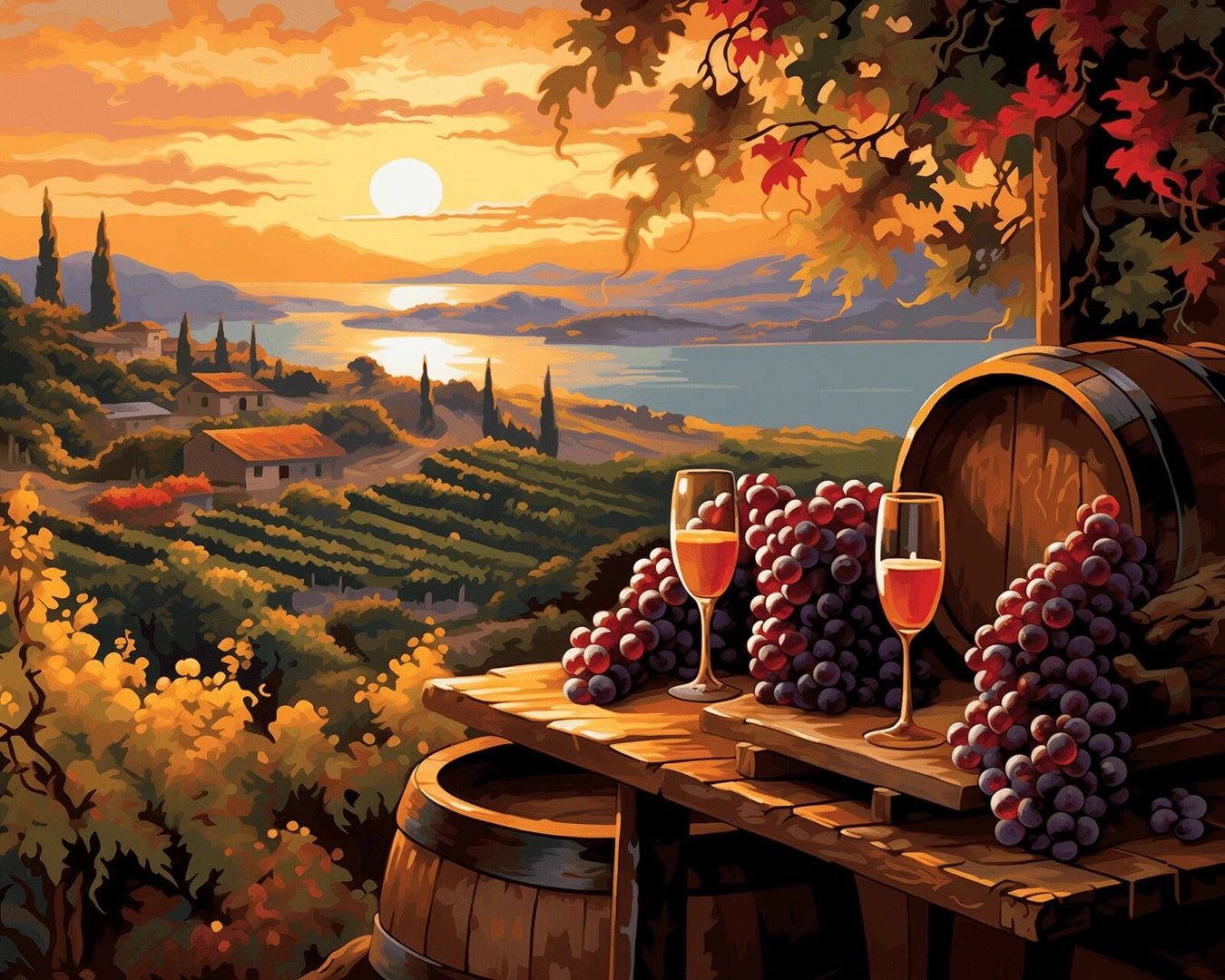 Vineyard Sunset paint by numbers kit