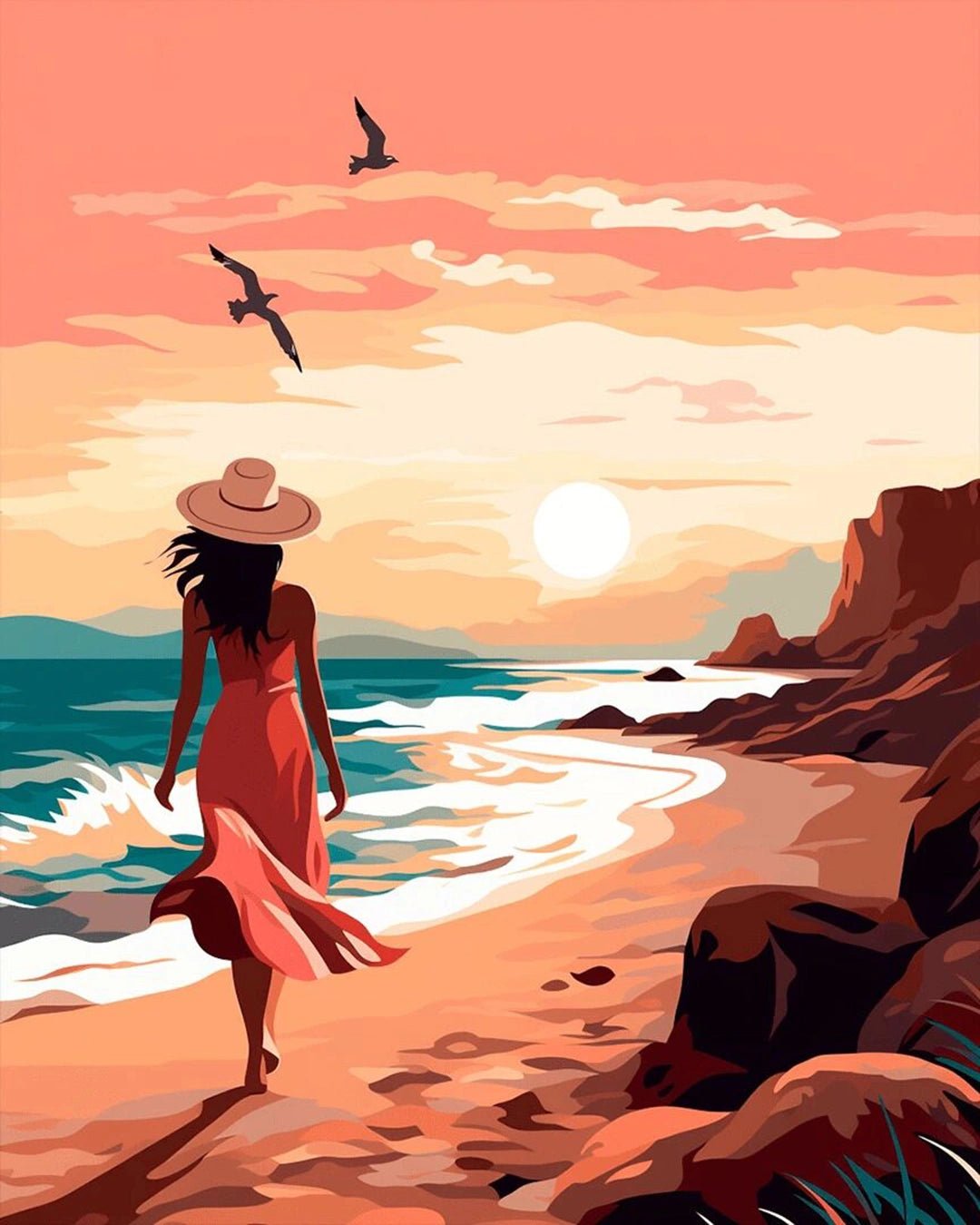 Walk on the Beach paint by numbers kit