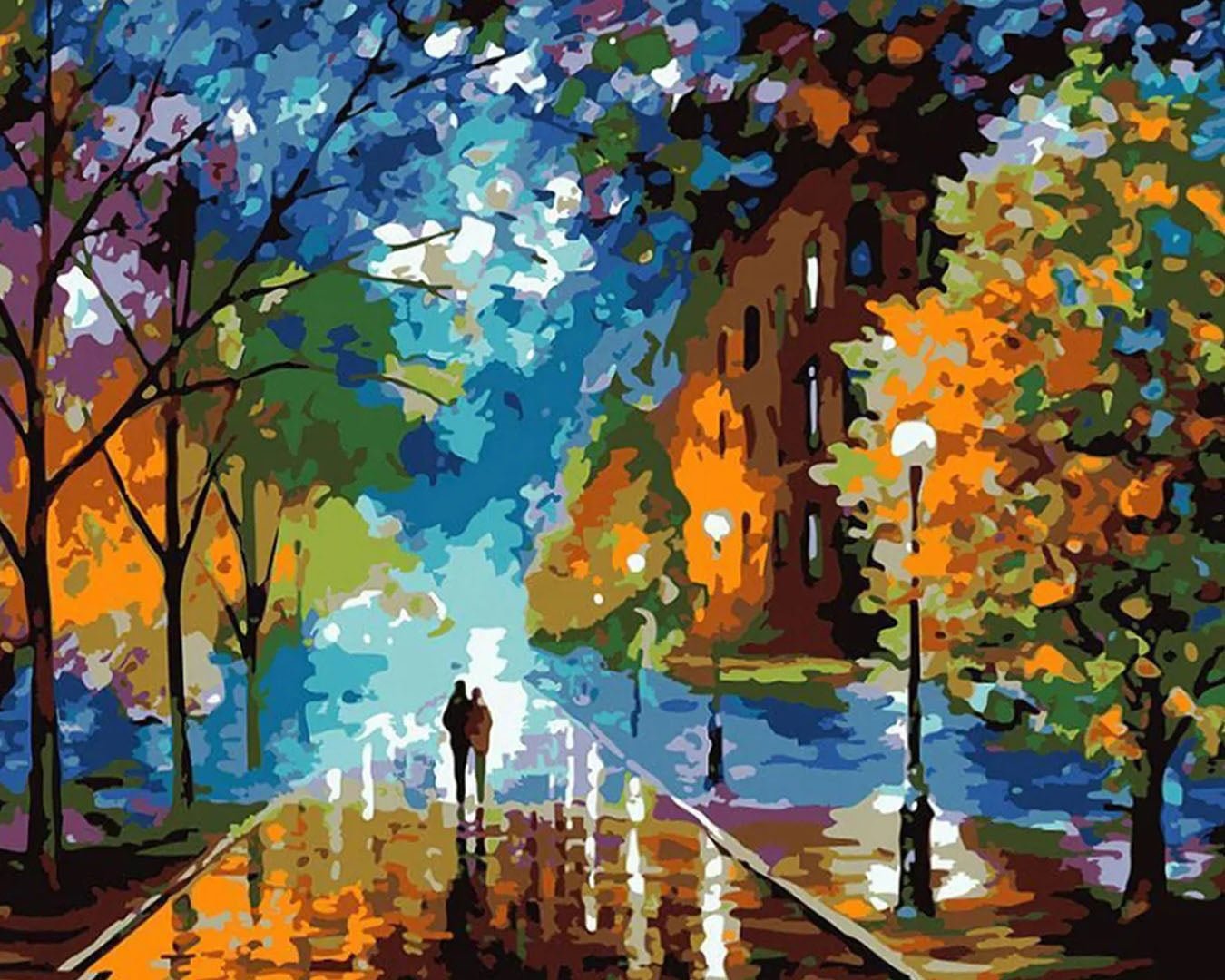 Romantic Walk in the Rain paint by numbers kit