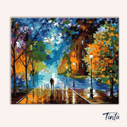 Romantic Walk in the Rain paint by numbers kit