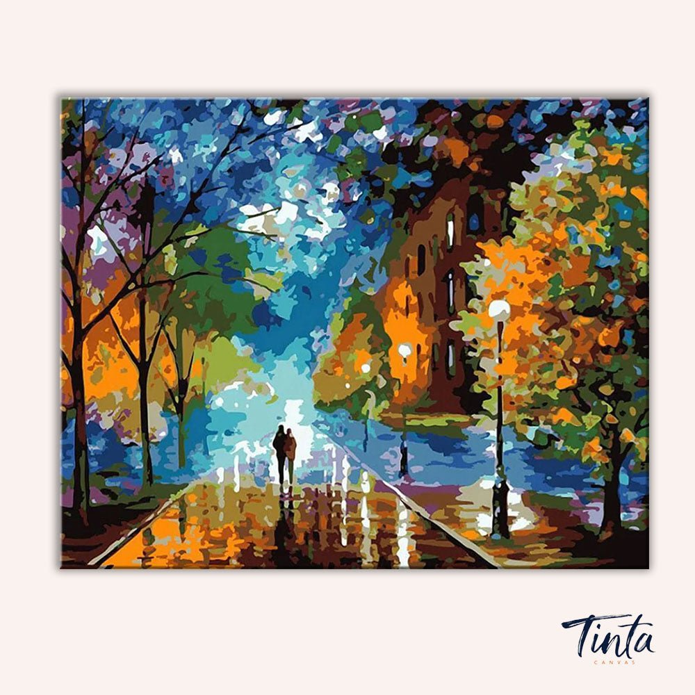 Romantic Walk in the Rain paint by numbers kit
