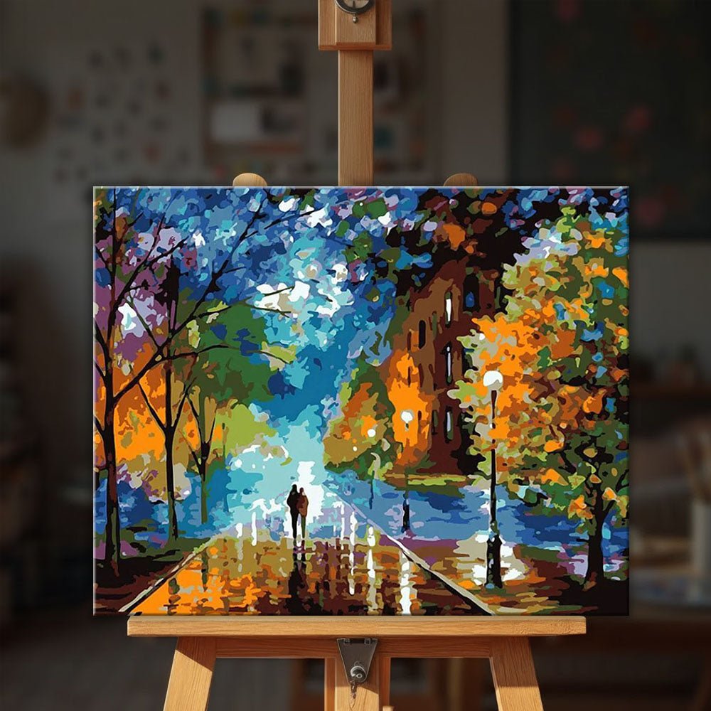 Romantic Walk in the Rain paint by numbers kit