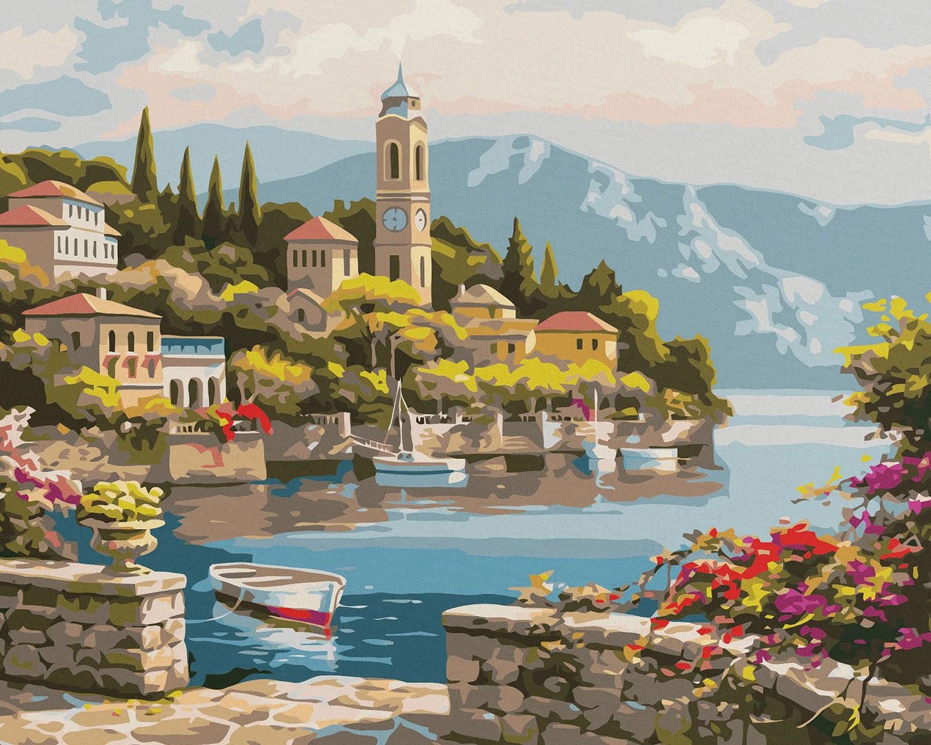Lake Como Village paint by numbers kit