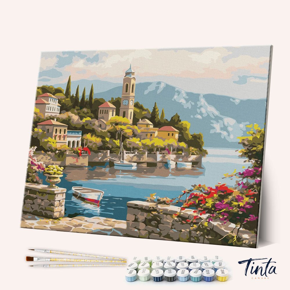 Lake Como Village paint by numbers kit