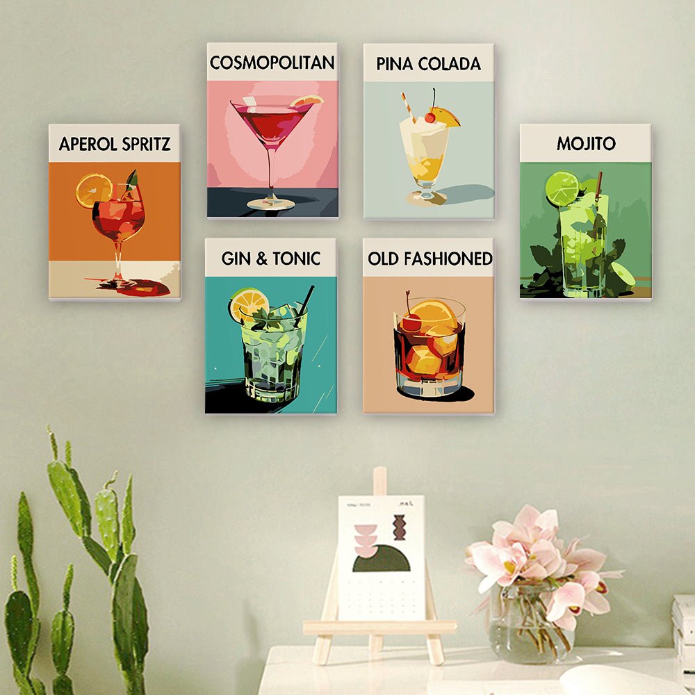 Classic Cocktail Moments - Mini Paint by Numbers Kit (6 Pieces) paint by numbers kit