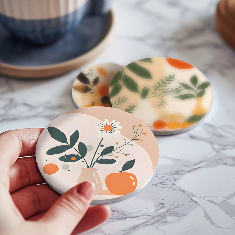 Modern Botanical Art - Coasters Paint by Numbers Kit (6 Pieces) paint by numbers kit