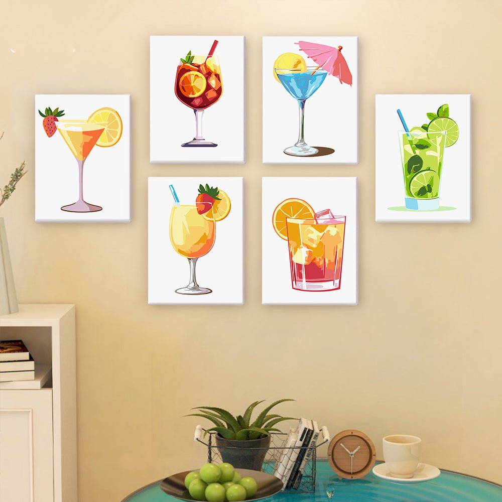 Sunlit Sips - Mini Paint by Numbers Kit (6 Pieces) paint by numbers kit