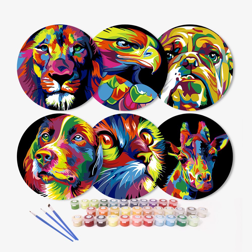 Neon Wildlife (6 Pieces) paint by numbers kit