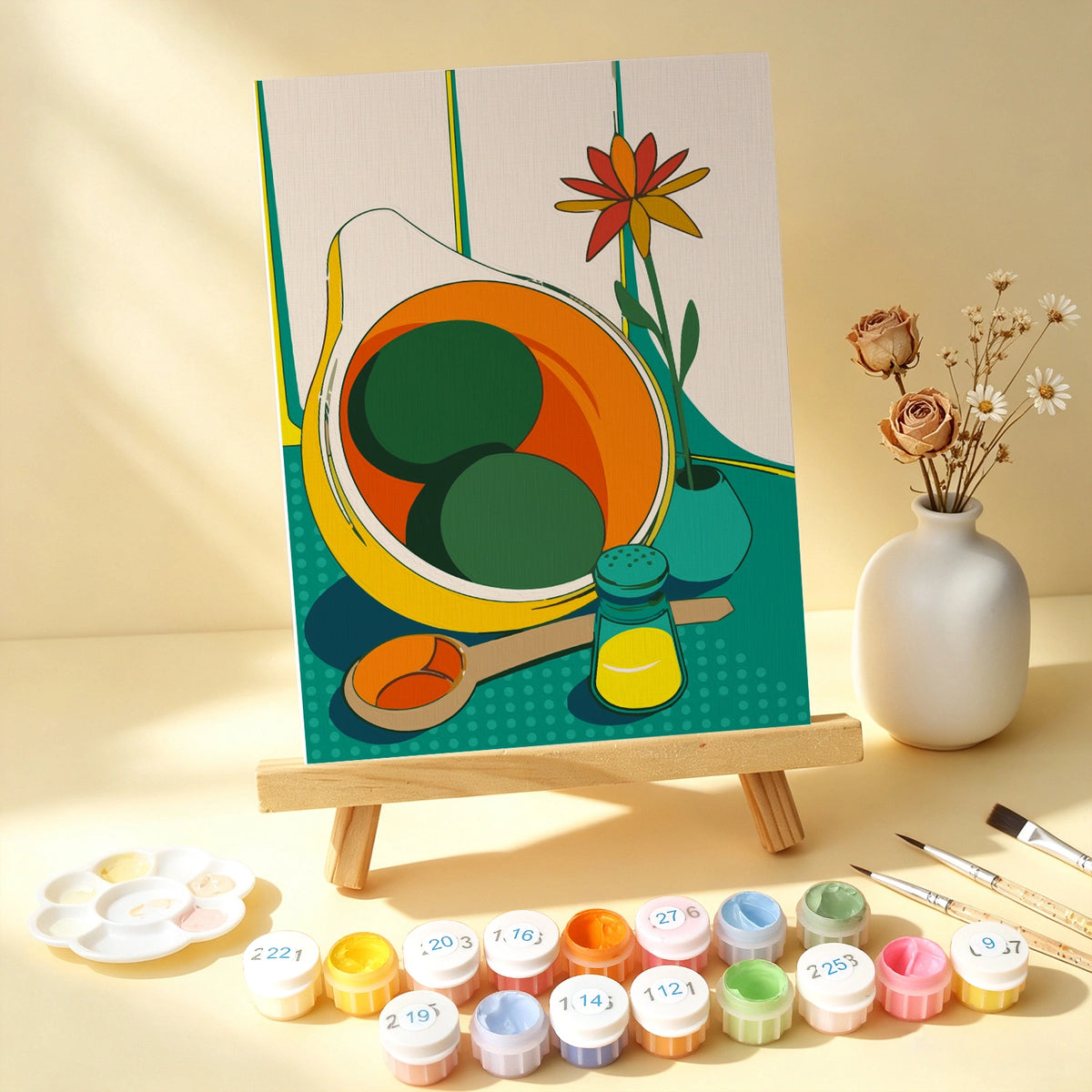 Retro Mediterranean Still Life - Mini Paint by Numbers (6 Pieces)