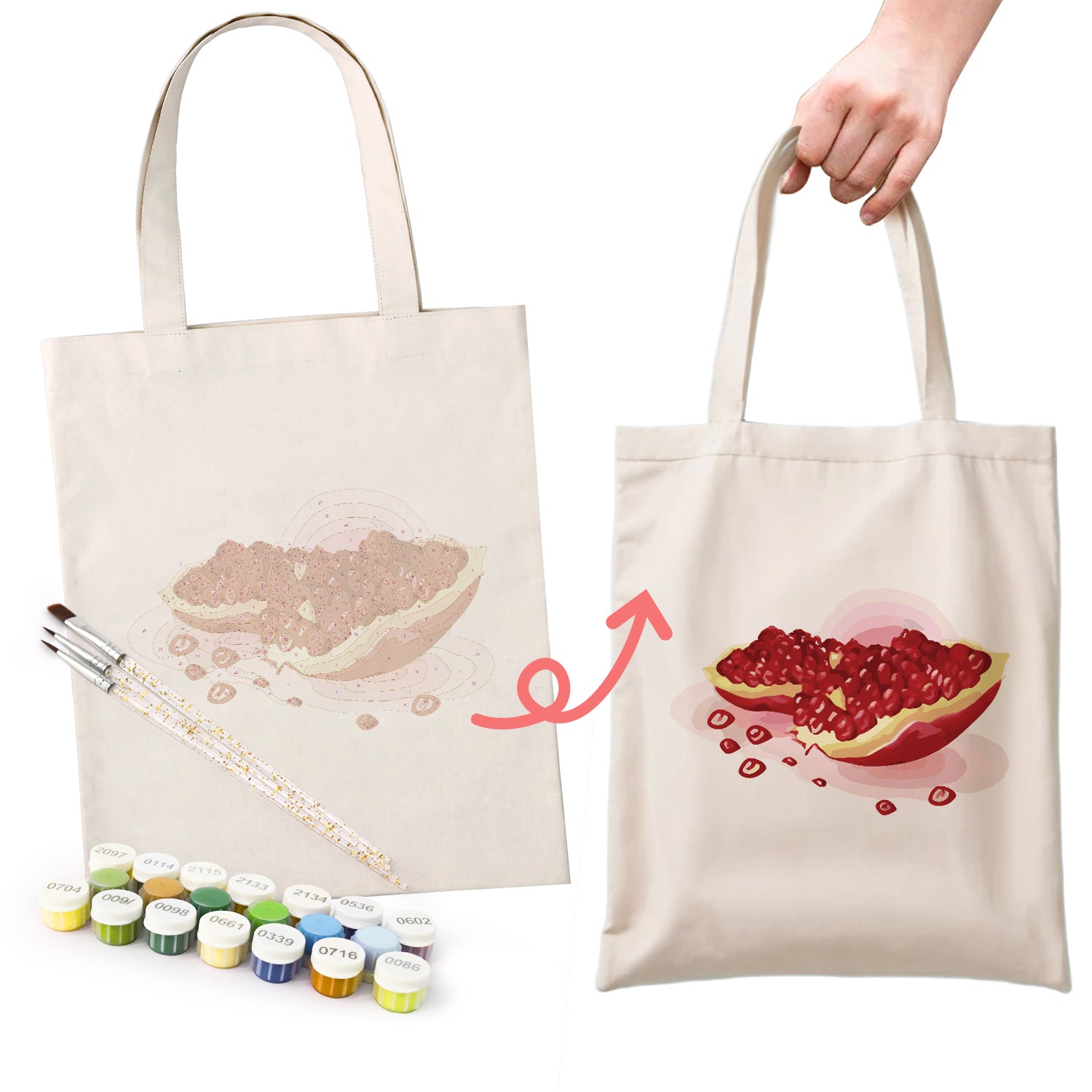 Ruby Pomegranate Carry Bag paint by numbers kit