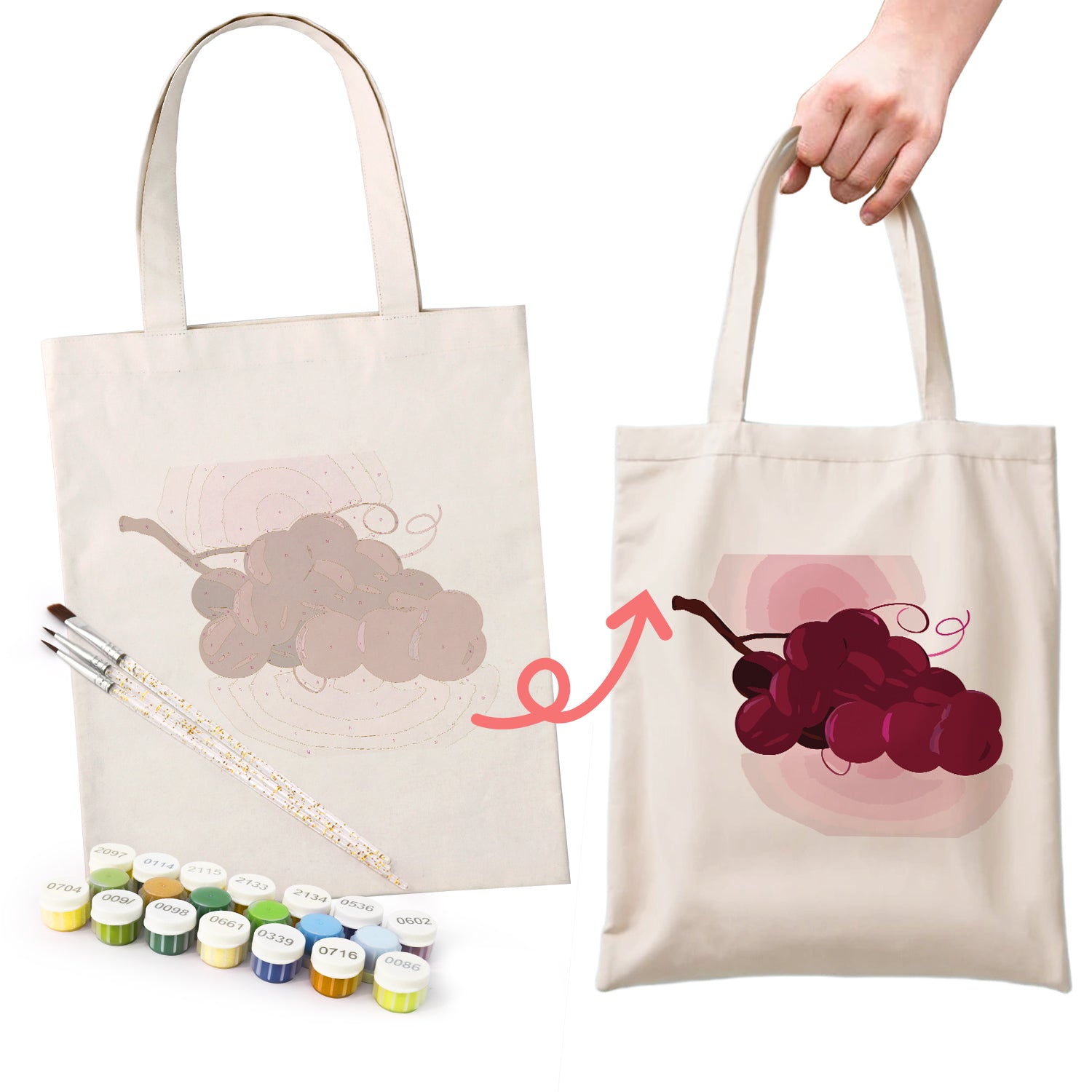 Velvet Grapes Carry Bag paint by numbers kit