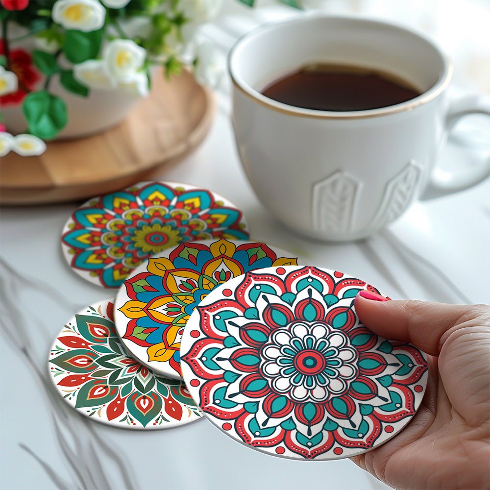 Colorful Mandala Patterns - Coasters Paint by Numbers Kit (6 Pieces) paint by numbers kit