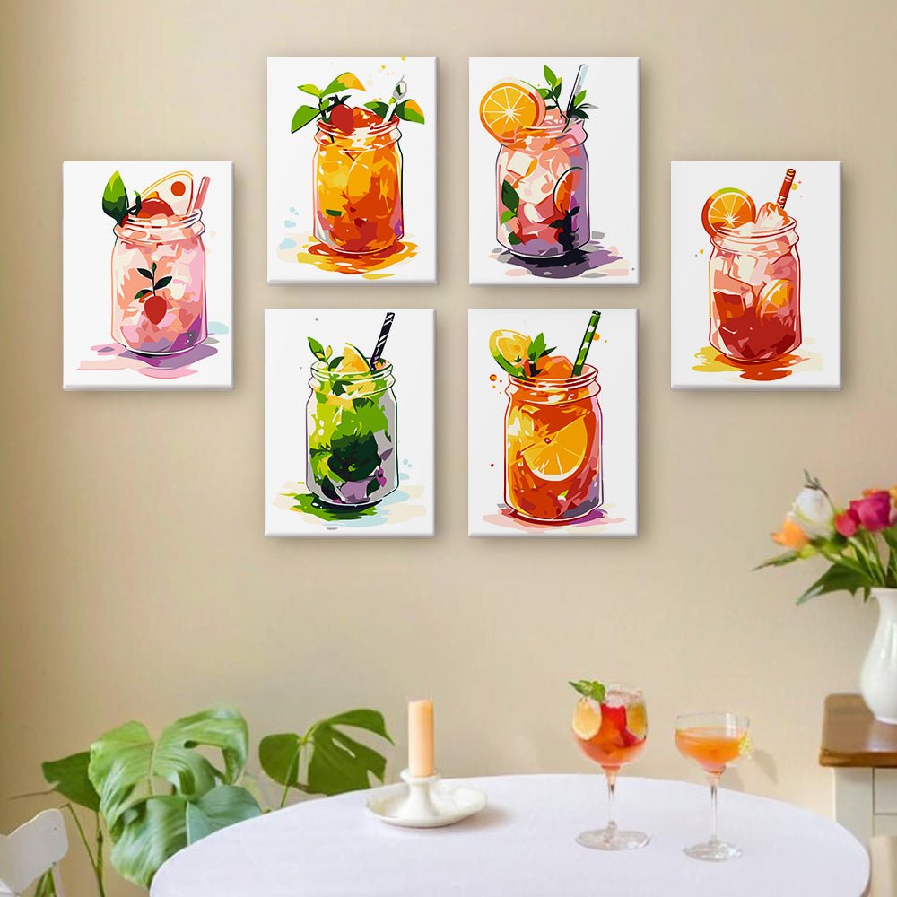 Citrus Mason Drinks - Mini Paint by Numbers Kit (6 Pieces) paint by numbers kit