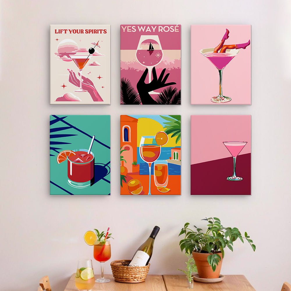 Rosé Hour Reverie - Mini Paint by Numbers Kit (6 Pieces) paint by numbers kit