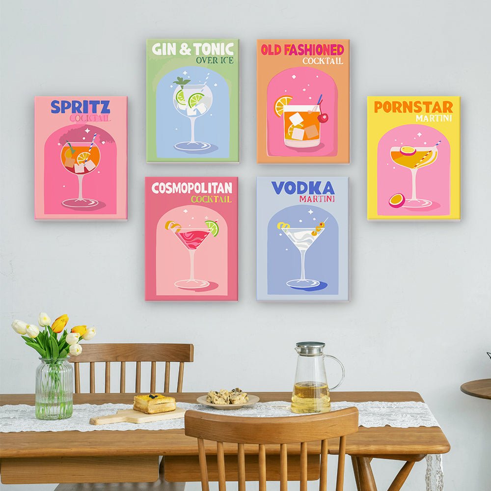 Pop Cocktail Parade - Mini Paint by Numbers Kit (6 Pieces) paint by numbers kit