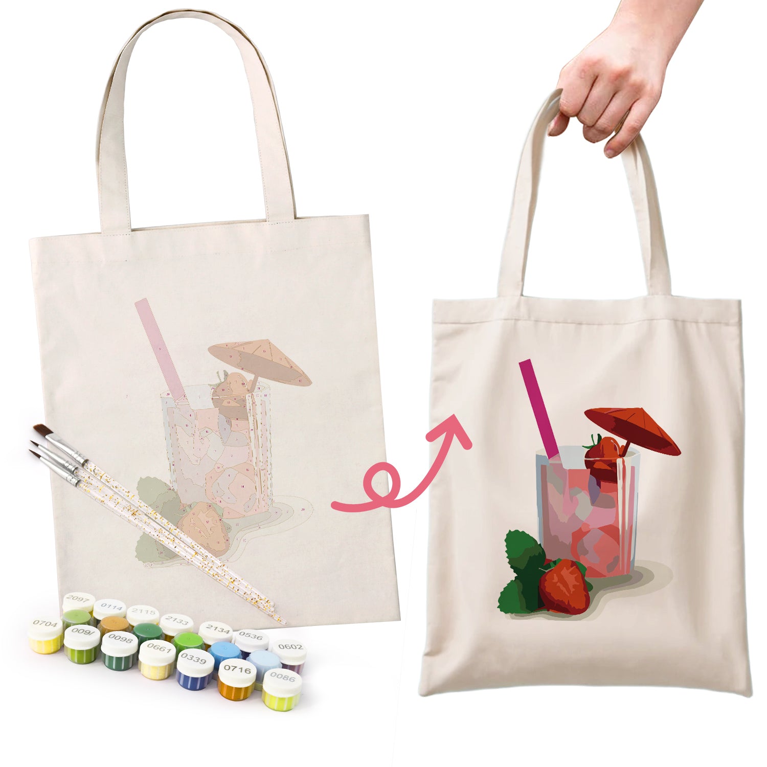 Strawberry Bliss Carry Bag paint by numbers kit