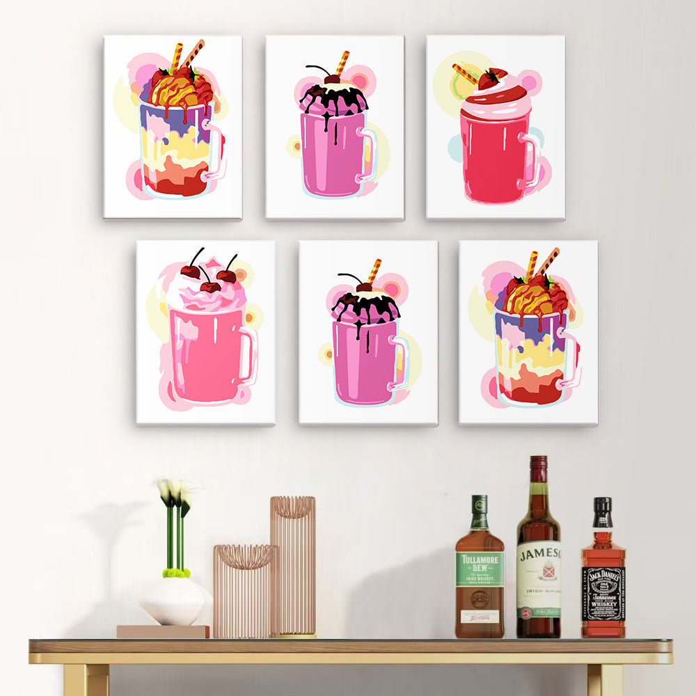 Sweet Sundae Sips - Mini Paint by Numbers Kit (6 Pieces) paint by numbers kit