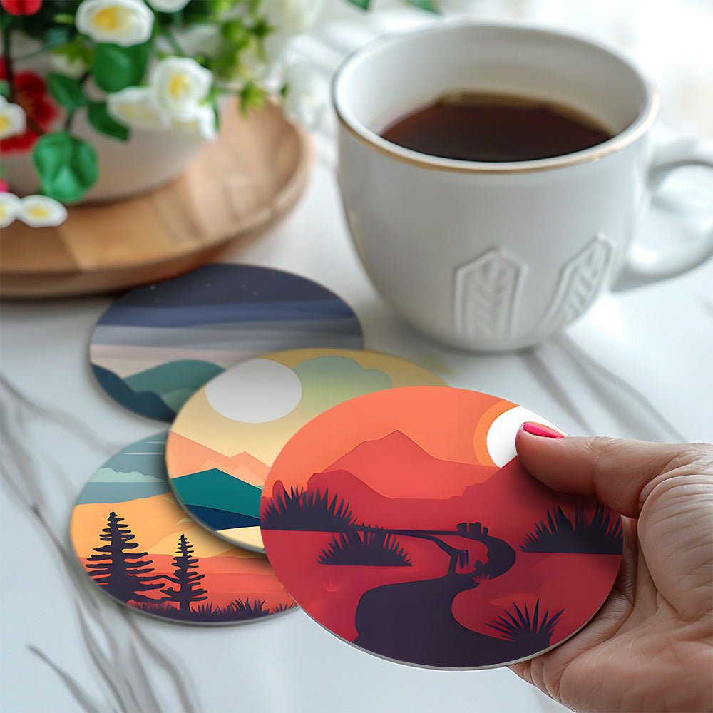 Serene Sunset Landscapes - Coasters Paint by Numbers Kit (6 Pieces) paint by numbers kit