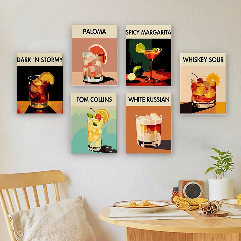 Midnight Mixology - Mini Paint by Numbers Kit (6 Pieces) paint by numbers kit
