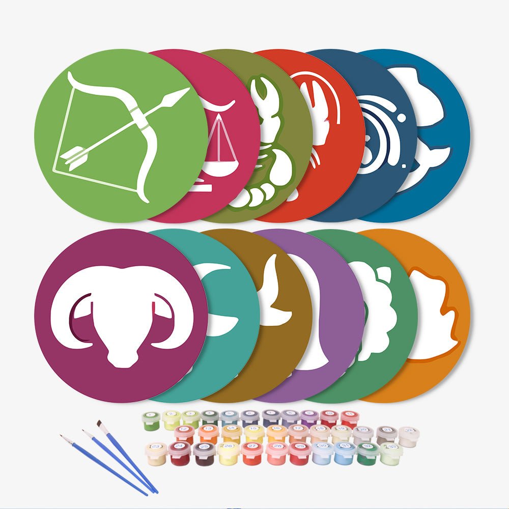 Zodiac Icons (12 Pieces) paint by numbers kit