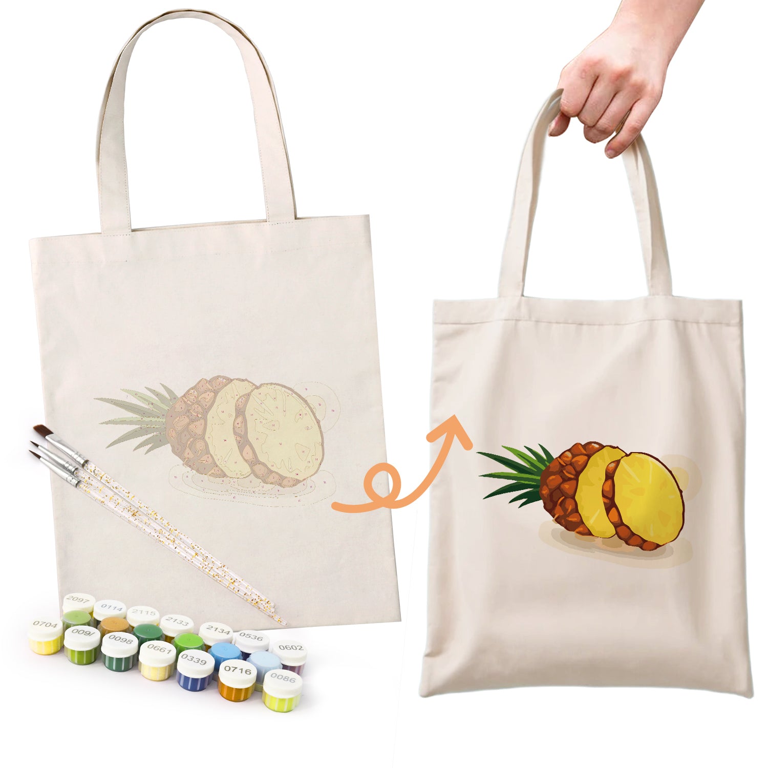 Tropical Pineapple Carry Bag paint by numbers kit