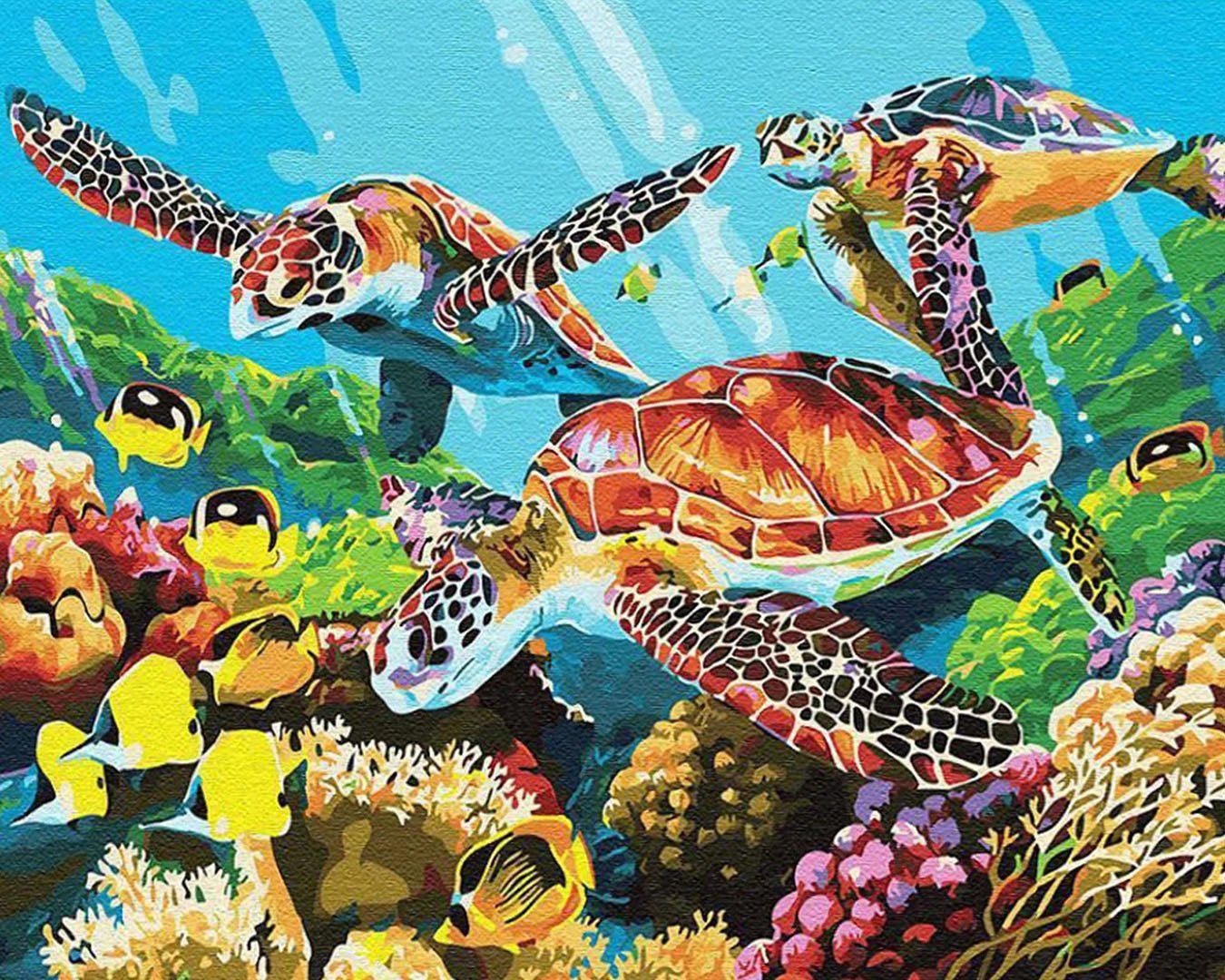 Sea Turtle Family paint by numbers kit