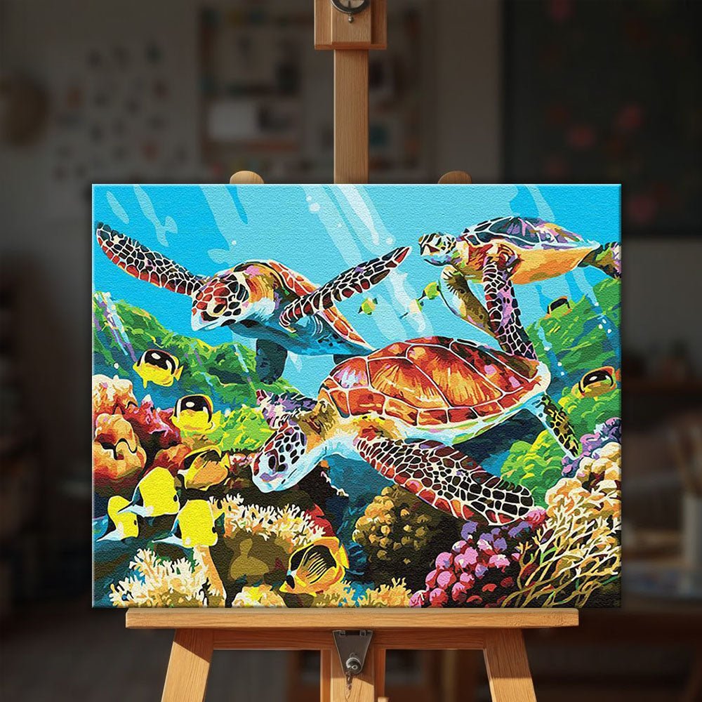 Sea Turtle Family paint by numbers kit