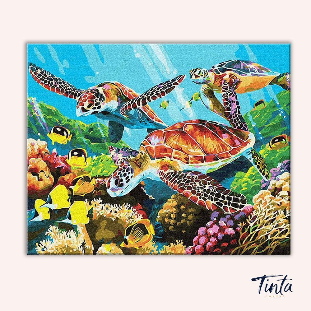 Sea Turtle Family paint by numbers kit