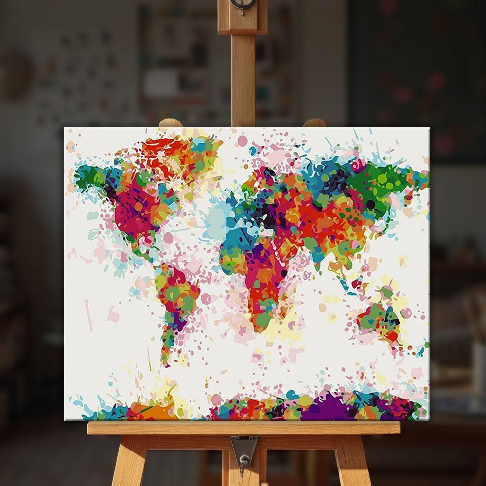 Colorful World Map paint by numbers kit