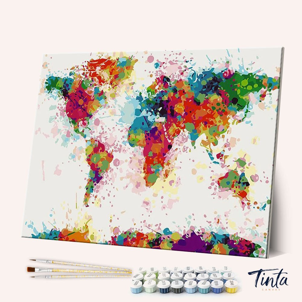 Colorful World Map paint by numbers kit
